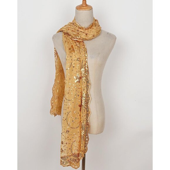 WOMEN'S 1920s Sequined Shawl Wraps - gold - Picture 2 of 8